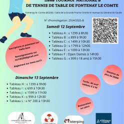Tournoi National B le 12 et 13 septembre 2026 - Fontenay-le-Comte